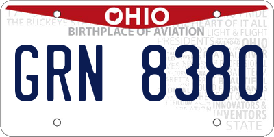 OH license plate GRN8380