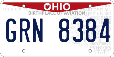 OH license plate GRN8384