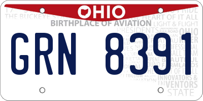 OH license plate GRN8391
