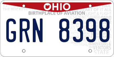 OH license plate GRN8398