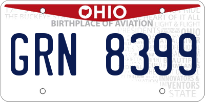 OH license plate GRN8399