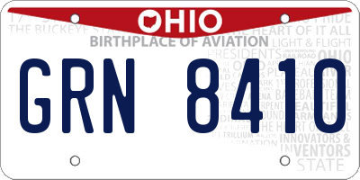 OH license plate GRN8410