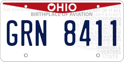 OH license plate GRN8411