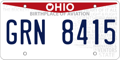 OH license plate GRN8415