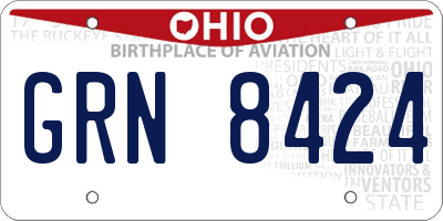 OH license plate GRN8424