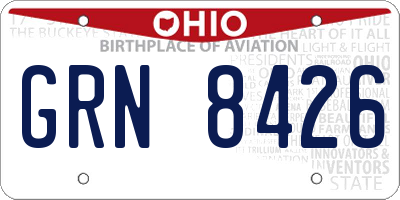 OH license plate GRN8426