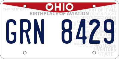 OH license plate GRN8429
