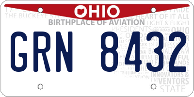 OH license plate GRN8432