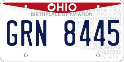 OH license plate GRN8445