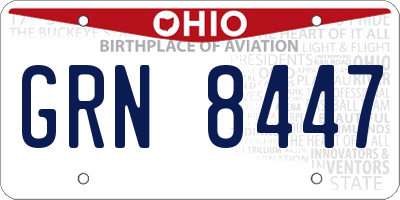OH license plate GRN8447