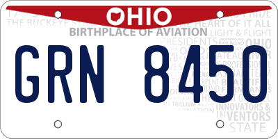 OH license plate GRN8450