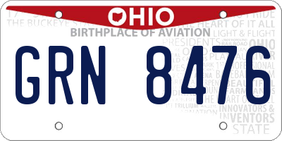 OH license plate GRN8476