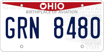 OH license plate GRN8480