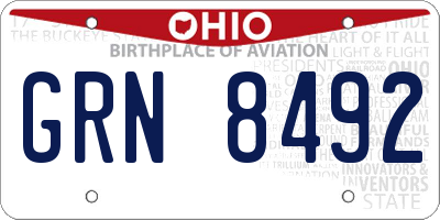 OH license plate GRN8492