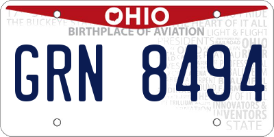 OH license plate GRN8494
