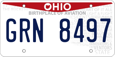 OH license plate GRN8497