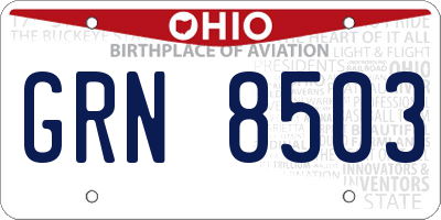 OH license plate GRN8503