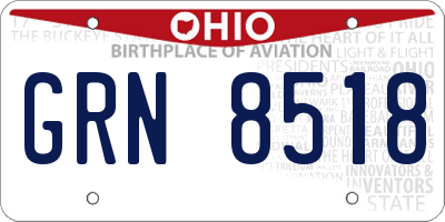 OH license plate GRN8518