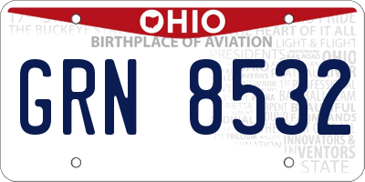 OH license plate GRN8532