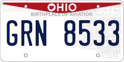 OH license plate GRN8533