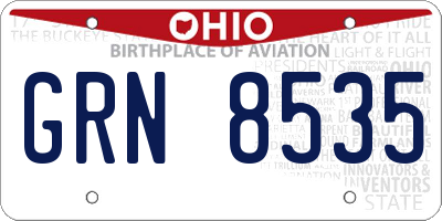 OH license plate GRN8535