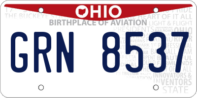OH license plate GRN8537