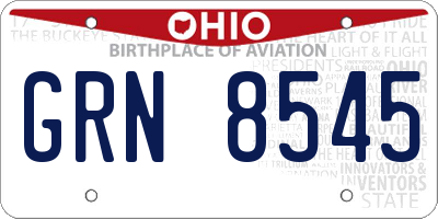 OH license plate GRN8545