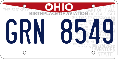 OH license plate GRN8549