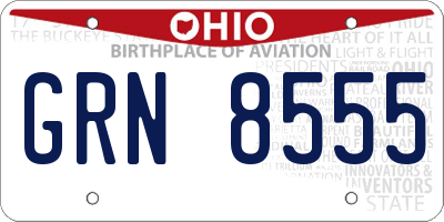 OH license plate GRN8555
