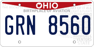 OH license plate GRN8560