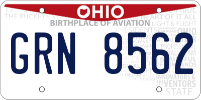 OH license plate GRN8562