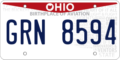 OH license plate GRN8594