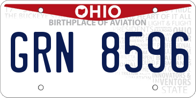OH license plate GRN8596