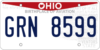OH license plate GRN8599