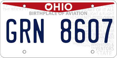 OH license plate GRN8607