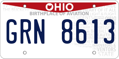 OH license plate GRN8613