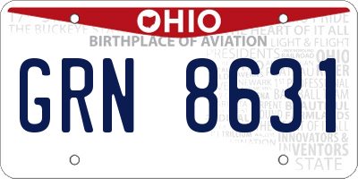 OH license plate GRN8631