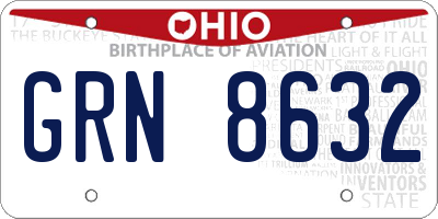 OH license plate GRN8632