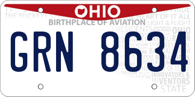 OH license plate GRN8634