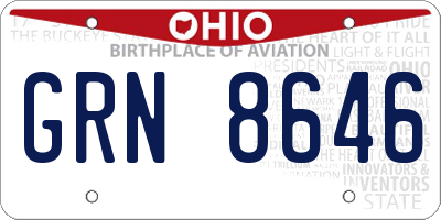 OH license plate GRN8646