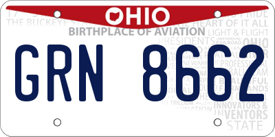 OH license plate GRN8662