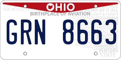 OH license plate GRN8663