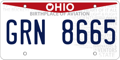OH license plate GRN8665