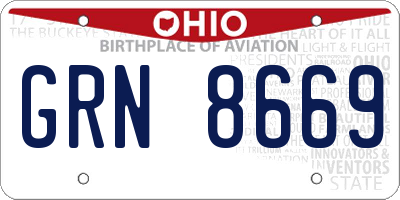 OH license plate GRN8669