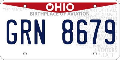 OH license plate GRN8679