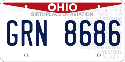 OH license plate GRN8686