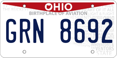 OH license plate GRN8692