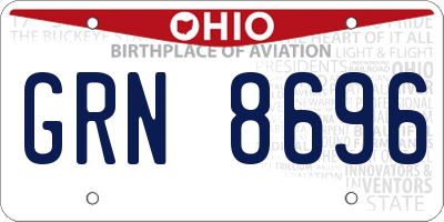 OH license plate GRN8696