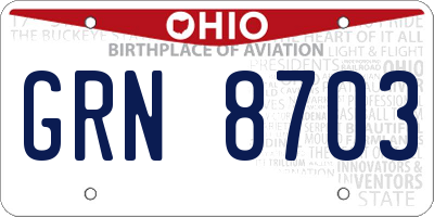 OH license plate GRN8703
