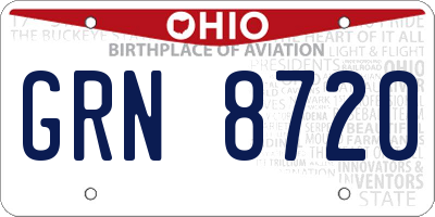 OH license plate GRN8720